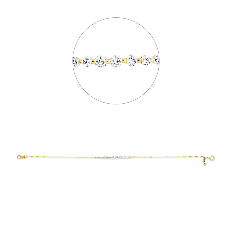 Armband 18 kt GG, 11 Brill. 0,44 ct, TW-si