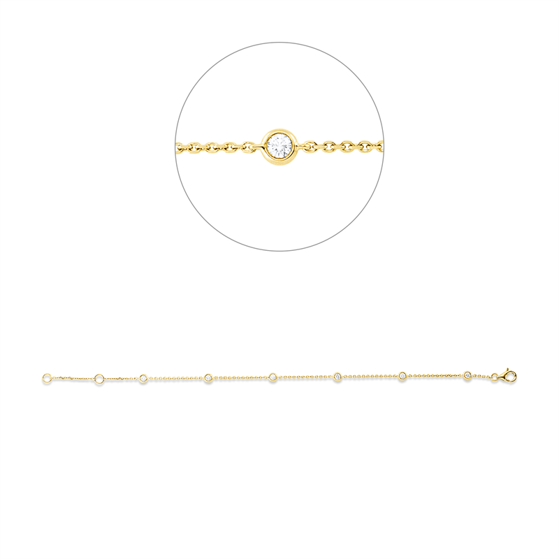 Armband 18 kt GG, mit ZÖ 15,5 cm, 6 Brill. 0,23 ct, TW-vsi/si