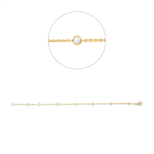 Armband 18 kt GG, mit ZÖ 15,5 cm, 6 Brill. 0,23 ct, TW-vsi/si