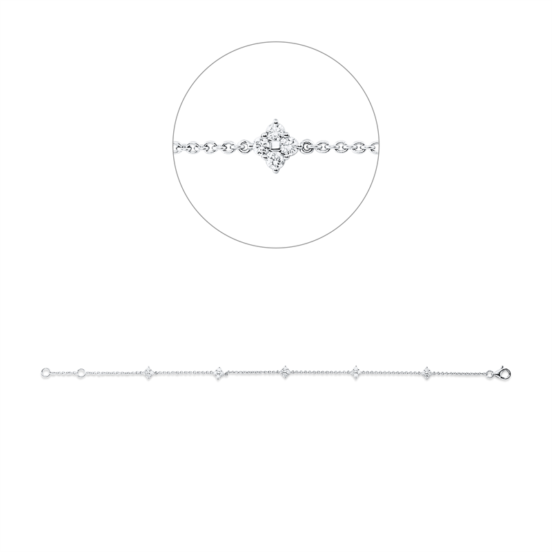 Armband 18 kt WG, mit ZÖ 16,5 cm, 20 Brill. 0,38 ct, TW-vsi/si