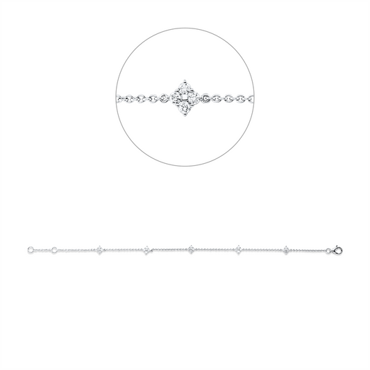 Armband 18 kt WG, mit ZÖ 16,5 cm, 20 Brill. 0,38 ct, TW-vsi/si