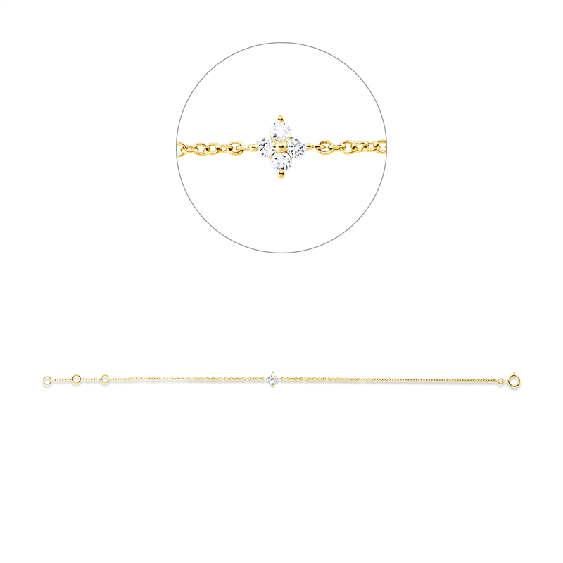 Armband 18 kt GG, 4 Brill. 0,10 ct, W-si