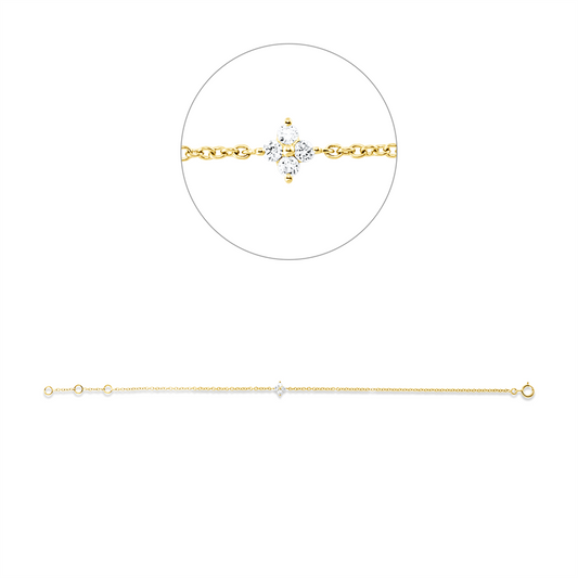 Armband 18 kt GG, 4 Brill. 0,10 ct, W-si