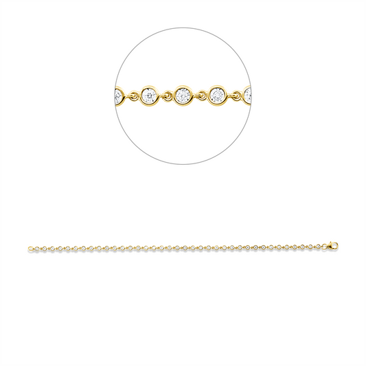 Armband 18 kt GG+WG, 37 Brill. 0,29 ct, TW-si