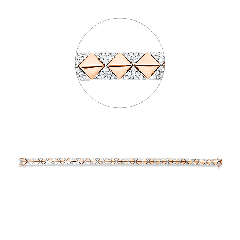 Armband 18 kt RG+WG, 496 Brill. 1,81 ct, TW-si