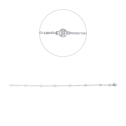 Armband 18 kt WG, mit ZÖ 16,5 cm, 6 Brill. 0,52 ct, TW-si