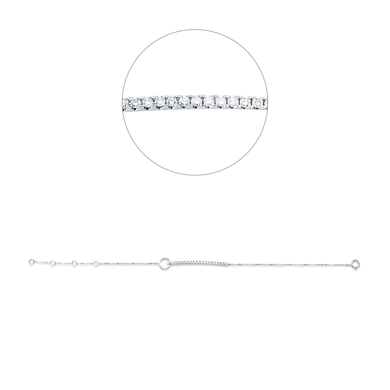 Armband 18 kt WG, mit ZÖ 14,3+15,5+16,5cm, 18 Brill. 0,26 ct, W-si