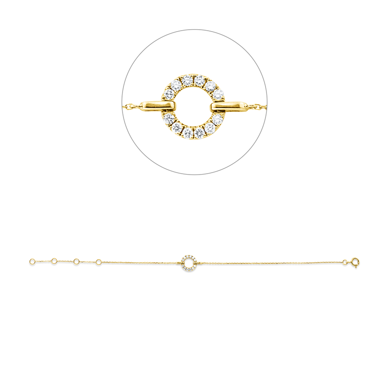 Armband 18 kt GG, mit ZÖ 14,5+15,5+16,5 cm, 12 Brill. 0,16 ct, TW-si