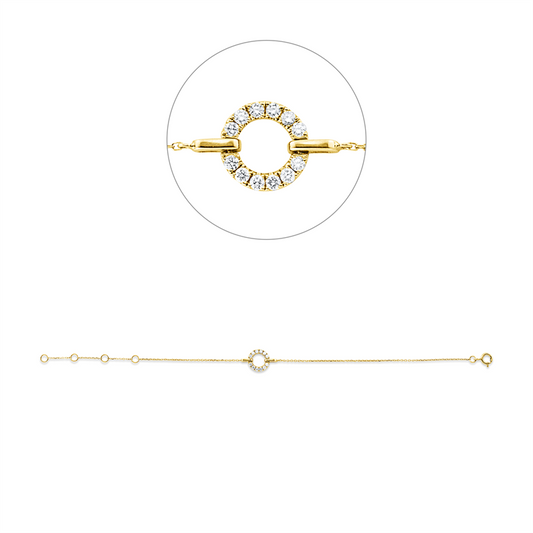Armband 18 kt GG, mit ZÖ 14,5+15,5+16,5 cm, 12 Brill. 0,16 ct, TW-si