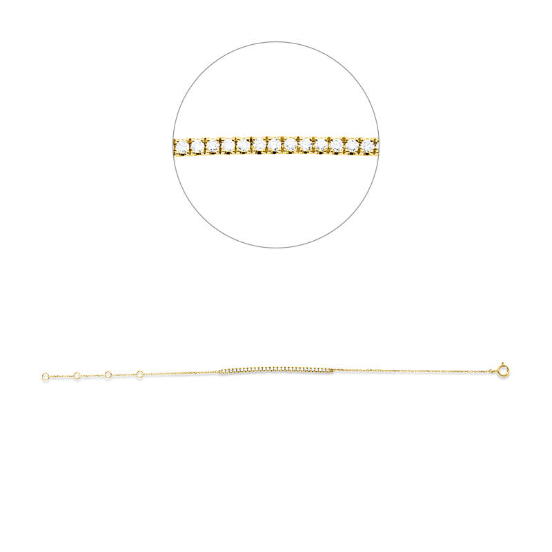 Armband 18 kt GG, mit ZÖ 14,5+15,5+16,5cm, 29 Brill. 0,25 ct, TW-si