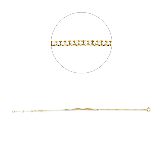 Armband 18 kt GG, mit ZÖ 14,5+15,5+16,5cm, 29 Brill. 0,25 ct, TW-si