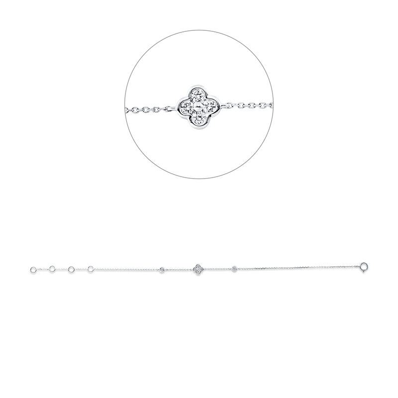 Armband 18 kt WG, mit ZÖ 15+16+17 cm, 6 Brill. 0,16 ct, TW-si