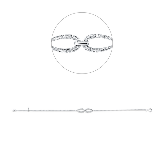 Armband 18 kt WG, adjustable chain with silicon, 36 Brill. 0,13 ct, TW-si