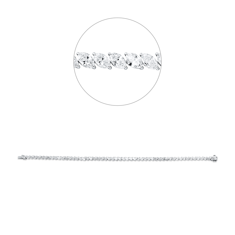 Armband 18 kt WG, 55 Nav. 6,35 ct, TW-si/pi