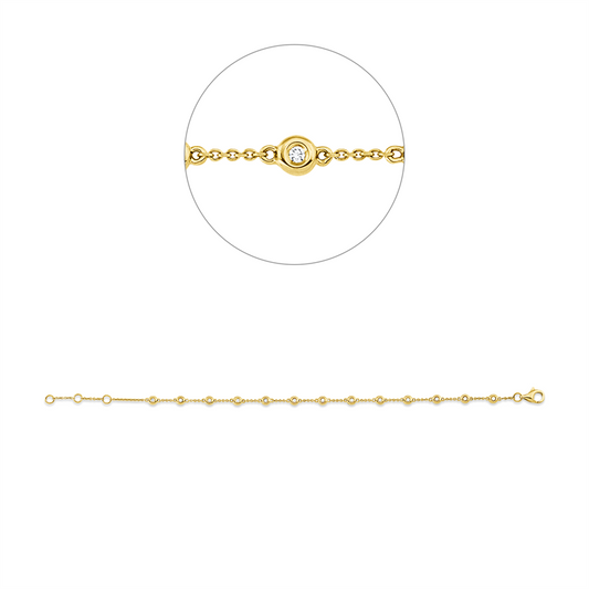 Armband 18 kt GG, mit ZÖ 16 + 17 cm, 13 Brill. 0,20 ct, TW-si