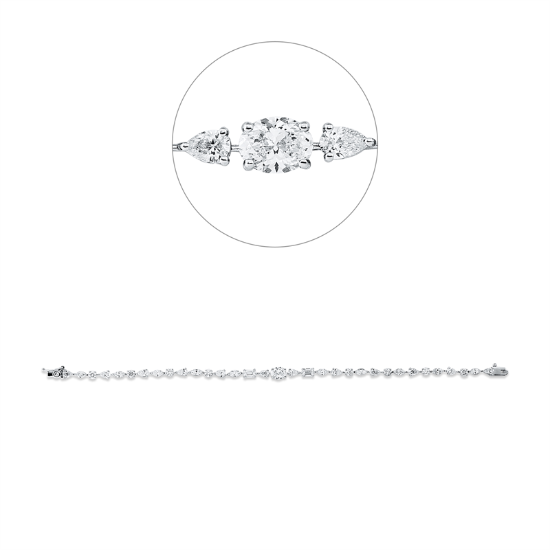 Armband 18 kt WG, 33 Fant-Schl 4,62 TW-si, 1 Oval 0,70 ct, TW-si,
