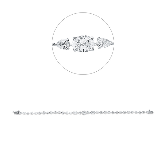 Armband 18 kt WG, 33 Fant-Schl 4,62 TW-si, 1 Oval 0,70 ct, TW-si,