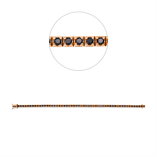 Armband 18 kt RG, 53 Brill. 2,48 ct, schwarz