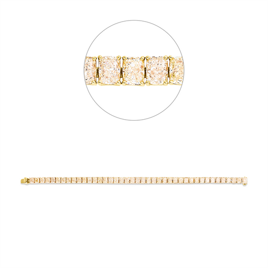 Armband 18 kt GG, 41 Cushion 20,34 ct, gelb