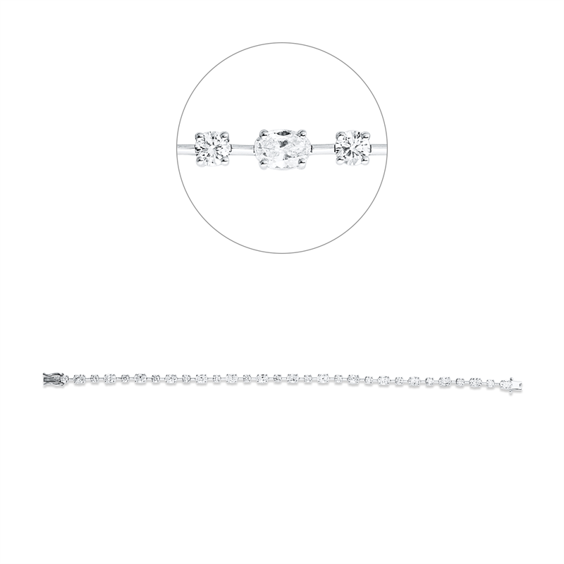 Armband 18 kt WG, 30 Fant-Schl. 5,33 ct, TW-si