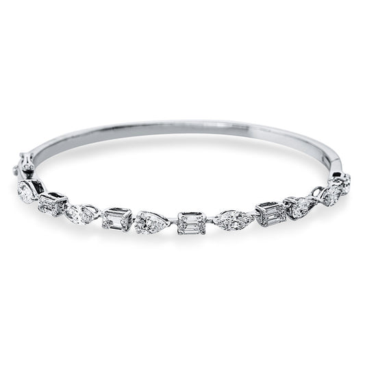 Armreif 18 kt WG, 3 Nav. 0,92 ct, F-vsi, 4 Sm.schliff 1,23 ct, F-vsi, 4 Tropfen 1,23 ct, F-vsi