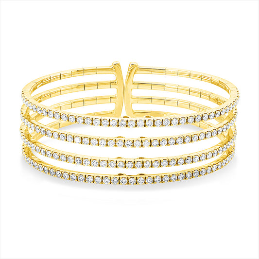 Armreif 18 kt GG, 160 Brill. 5,35 ct, TW-vsi