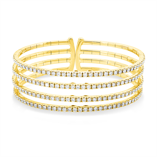 Armreif 18 kt GG, 160 Brill. 5,35 ct, TW-vsi