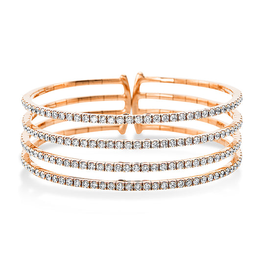 Armreif 18 kt RG, 160 Brill. 5,33 ct, TW-vsi