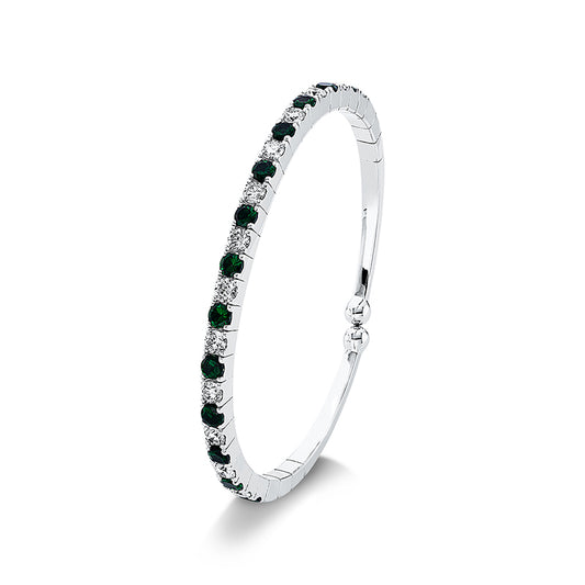 Armreif 18 kt WG, 13 Brill. 1,87 ct, TW-vsi/si, 13 Tsavorith 2,15 ct grün