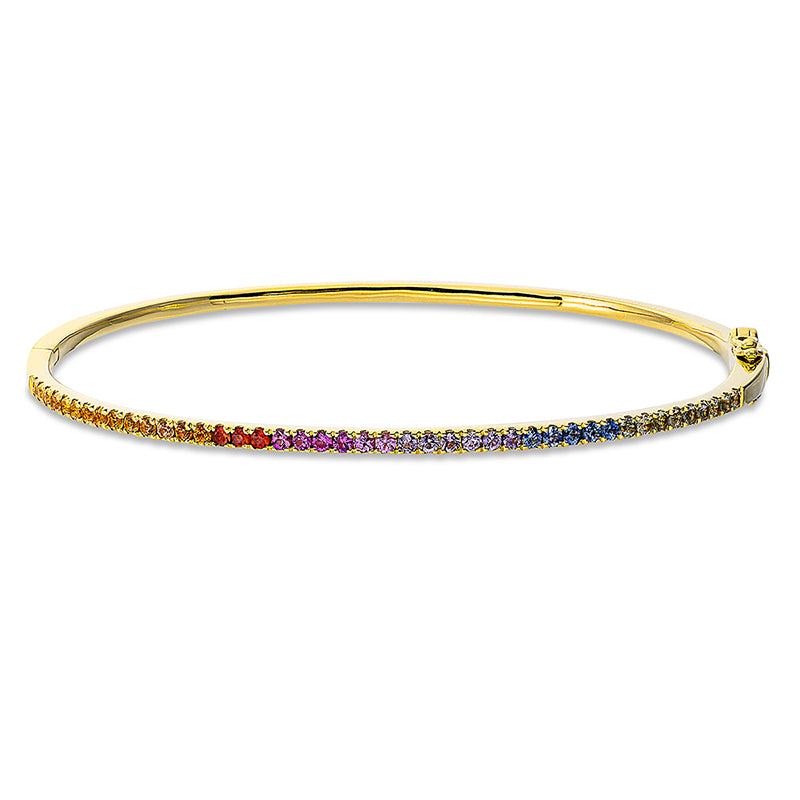 Armreif 18 kt GG, 43 Saphire 0,87 ct multicolor