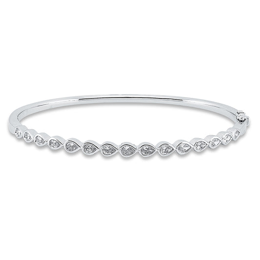 Armreif 18 kt WG, 15 Tropfen 1,30 ct, TW-si