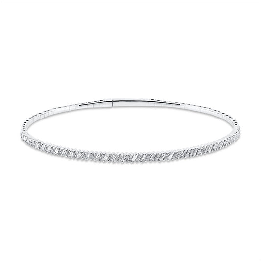 Armreif 18 kt WG, 33 Trap. 0,60 ct, TW-si, 68 Brill. 0,27 ct, TW-si