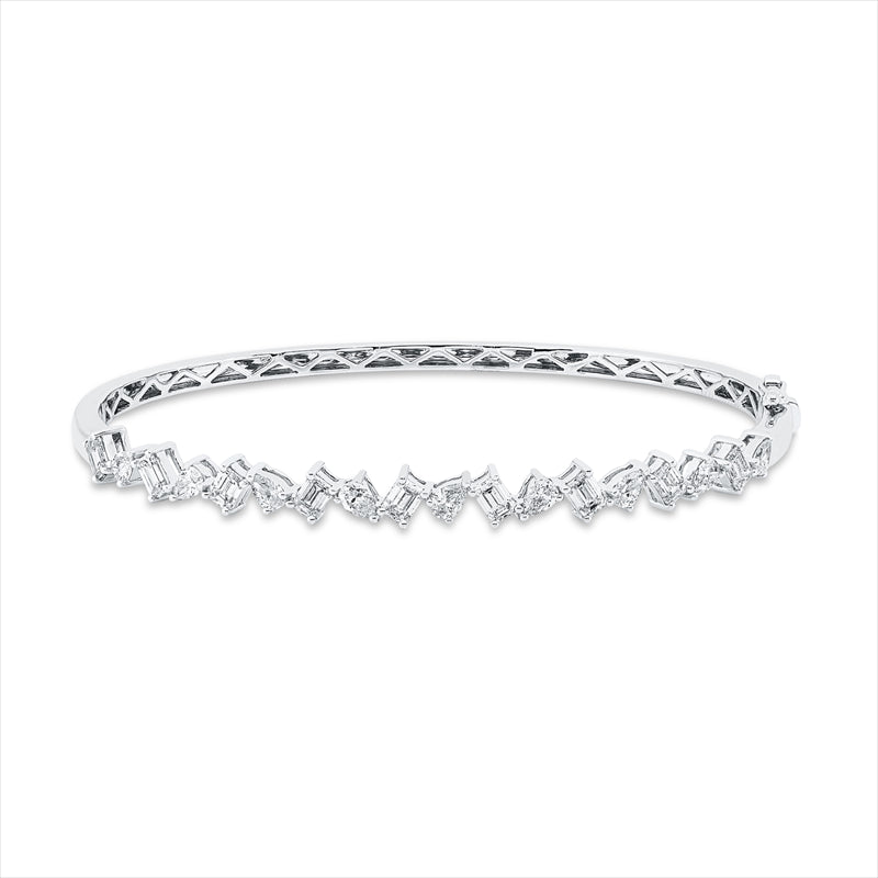 Armreif 18 kt WG, 9 Sm.schliff 1,32 ct, TW-si, 9 Tropfen 0,77 ct, TW-si