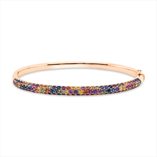 Armreif 18 kt RG, 103 Saphire 3,57 ct multicolor