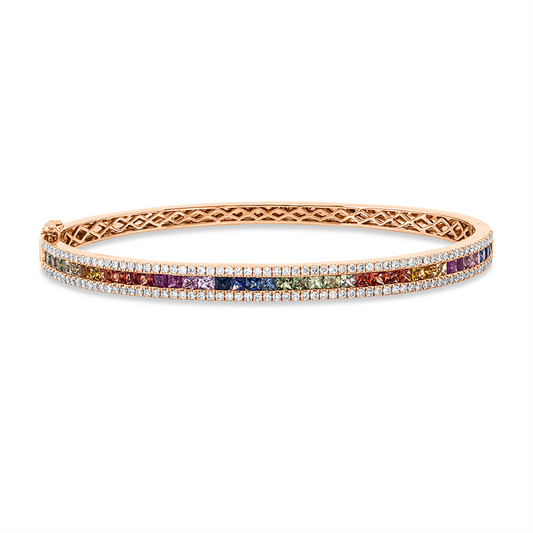 Armreif 18 kt RG, 134 Brill. 0,83 ct, TW-si, 40 Saphire 2,43 ct fancy