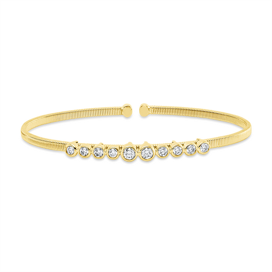 Armreif 14 kt GG, 2 Brill. 0,18 ct, TW-si, 8 Brill. 0,34 ct, TW-si