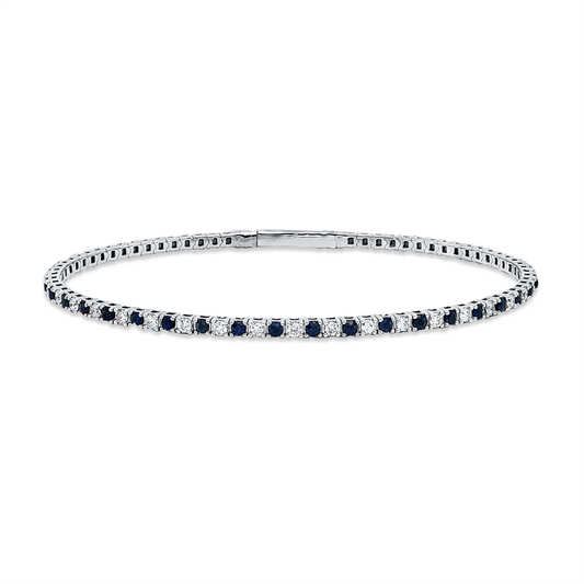 Armreif 18 kt WG, 37 Brill. 0,91 ct, TW-si, 38 Saphire 1,09 ct blau