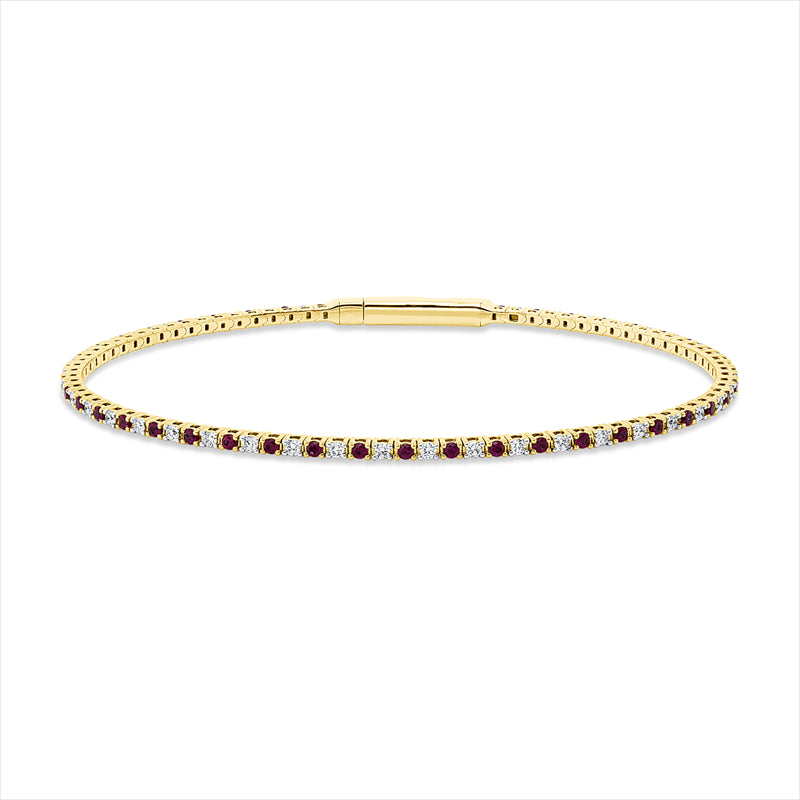 Armreif 18 kt GG, 41 Brill. 0,49 ct, TW-si, 42 Rubine 0,59 ct rot