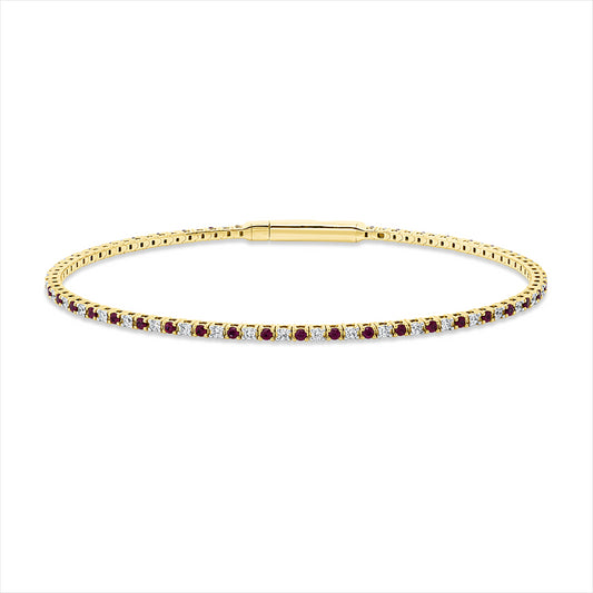 Armreif 18 kt GG, 41 Brill. 0,49 ct, TW-si, 42 Rubine 0,59 ct rot