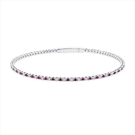 Armreif 18 kt WG, 41 Brill. 0,50 ct, TW-si, 42 Rubine 0,62 ct rot