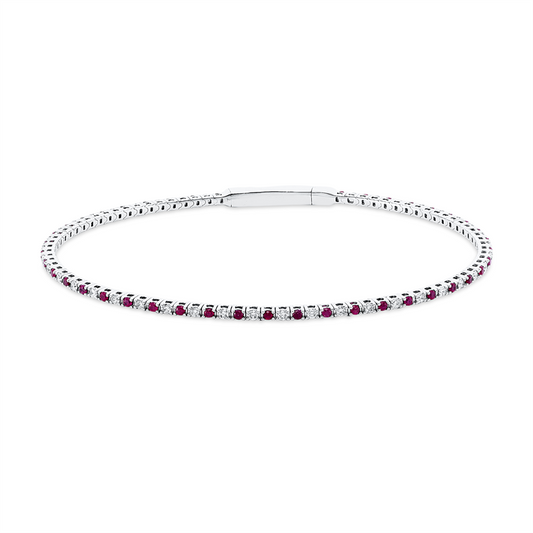 Armreif 18 kt WG, 41 Brill. 0,50 ct, TW-si, 42 Rubine 0,62 ct rot
