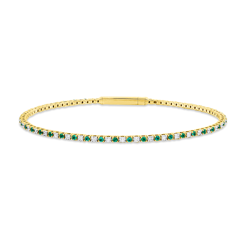 Armreif 18 kt GG, 41 Brill. 0,50 ct, TW-si, 42 Smaragde 0,51 ct grün