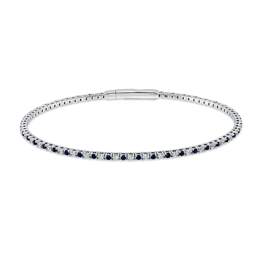 Armreif 18 kt WG, 41 Brill. 0,50 ct, TW-si, 42 Saphire 0,67 ct blau