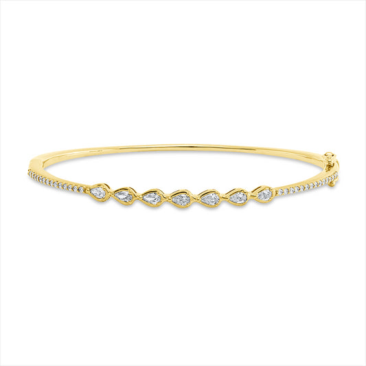 Armreif 18 kt GG, 7 Tropfen 0,50 ct, TW-vsi, 30 Brill. 0,18 ct, TW-si