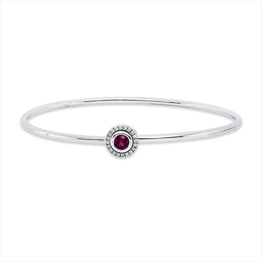 Armreif 14 kt WG, 20 Brill. 0,08 ct, TW-si, 1 Rubin 0,31 ct rot