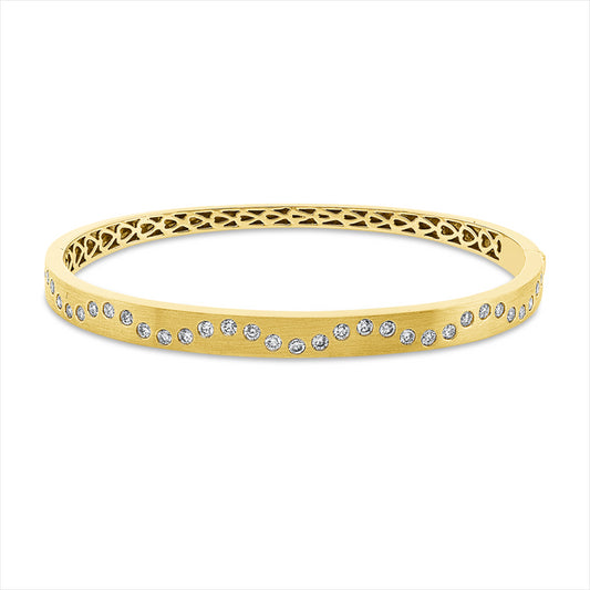 Armreif 18 kt GG, mattiert, 33 Brill. 0,96 ct, TW-si