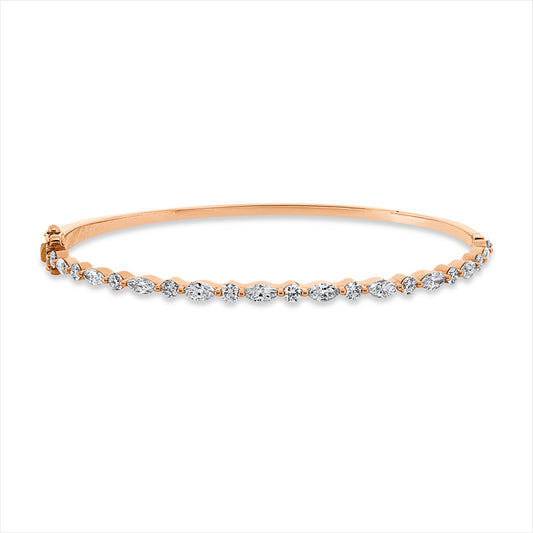 Armreif 18 kt RG, 21 Fant-Schl. 1,36 ct, TW-vsi/si