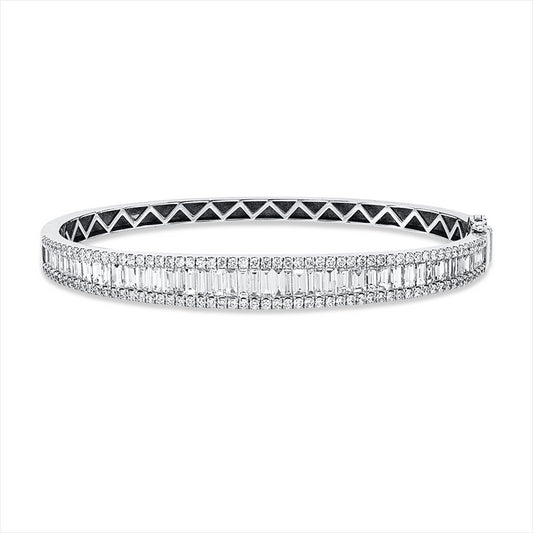 Armreif 18 kt WG, 50 Bag. 2,87 ct, TW-si, 112 Brill. 1,27 ct, TW-si