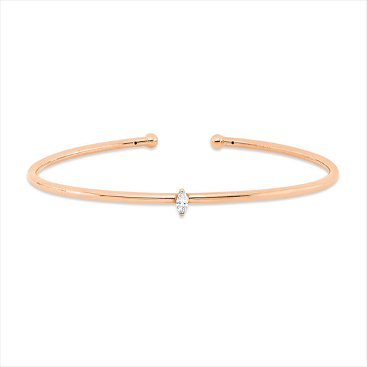Armreif 18 kt RG, 1 Nav. 0,08 ct, TW-vsi