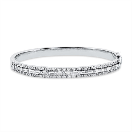 Armreif 18 kt WG, 19 Bag. 1,31 ct, TW-si, 114 Brill. 0,68 ct, TW-si
